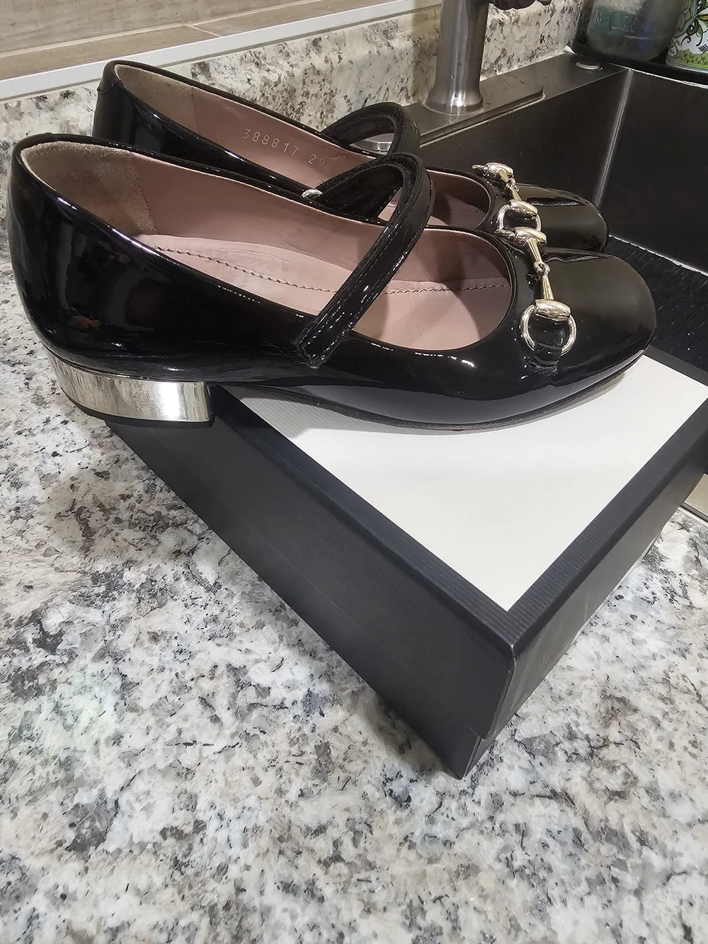 Gucci Black Patent Mary Jane Heel with Horsebit Detail US12 EU29